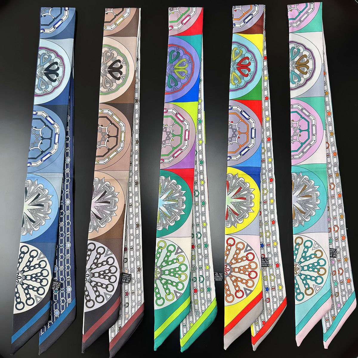 Luxury Skincare Headband - Desain Merek Syal Wanita Berwarna-warni Setengah